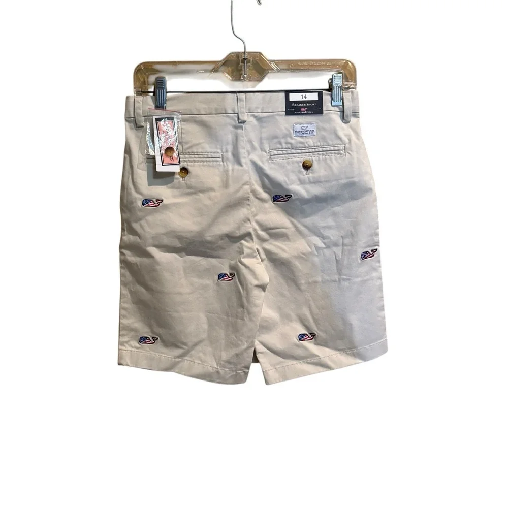 Vineyard Vines Breaker Shorts Boys Youth Size 14‎ Flag Whale Patriotic Stone NWT